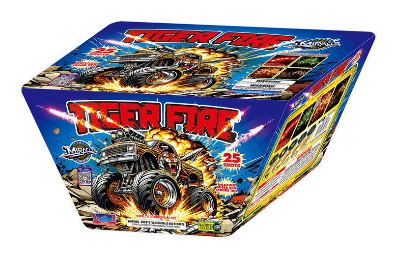 25'S TIGER FIRE(500G CAKE WITH SUPER RED STROBE TAIL)