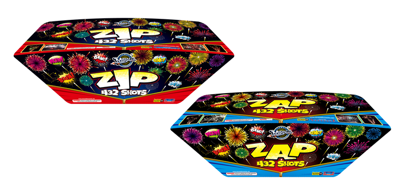 432'S ZIP AND ZAP(500G ROMAN CANDLE Z CAKE WITH FINALE, 2 ASSORTED PCS)
